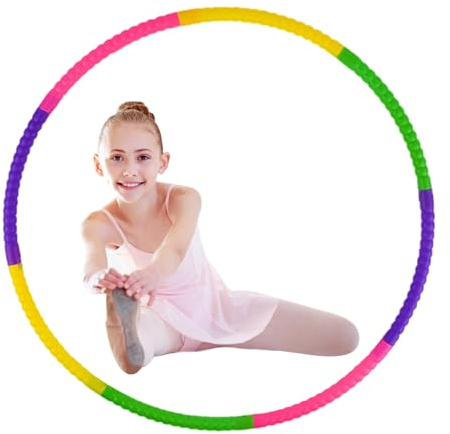AolKee Hula Fitness Hoop for Kids - Plastic Collapsible and Detachable Tubes, Multicolored Ring for Boys & Girls, Gymnastics, Dance, and Fitness Activities