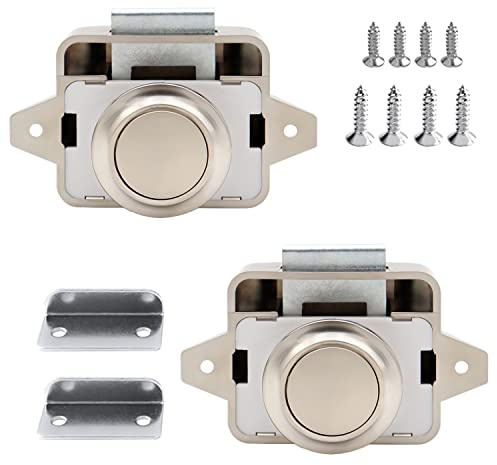 Pack of 2 Cabinet-Fachschloss, Push-Button-Schließmechanismus Lock(B) | Möbel-Schloss für Tür, Fach, Schublade, Motorhome, Yacht, Schiff(Perlnickel)