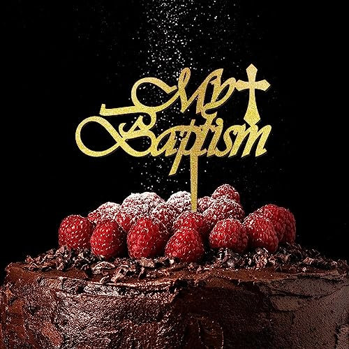 Rimego Meine Taufe Tortenaufsatz, Taufdeko Junge und Mädchen, Kuchendekoration, religiöse Kuchendekoration, personalisierte Tortendekoration