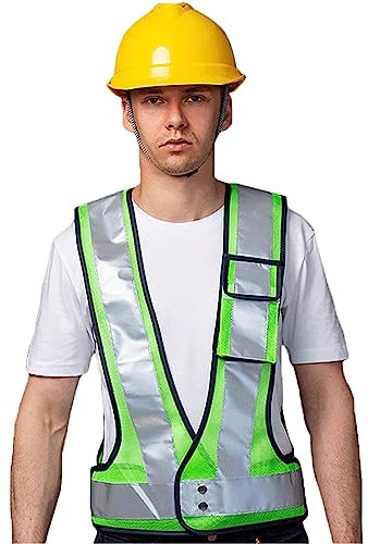 ZUMAHA Bequeme Sicherheitsweste, hohe Sichtbarkeit, V-förmige reflektierende Weste, atmungsaktive Weste für Bauingenieure
