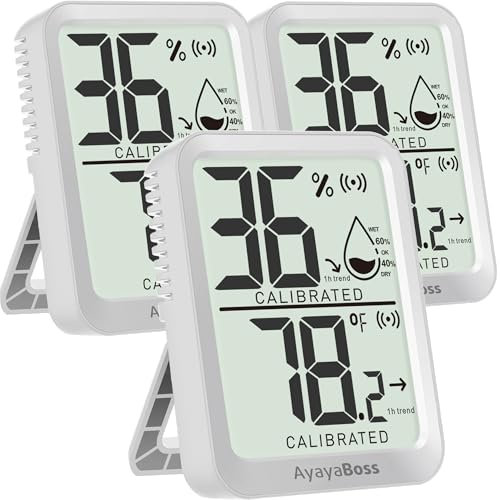 AyayaBoss 3 Pièces Hygromètre Numérique Thermomètre Intérieur Thermomètre D'ambiance Moniteur de Température et Humidimètre pour Le Confort du Bureau à Domicile Thermomètre de Reptile