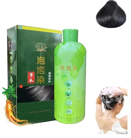 Brimless Shampoo, Pure Plant Extract For Grey Hair Color Bubble Dye, Natural Argan Oil Extract Permanent Gray Hair Dye Shampo, Bubble Hair Dye Shampoo For Women Men (Natural black)