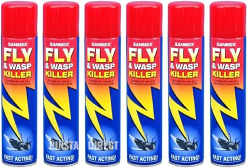 Fly and Wasp Killer Spray Insecticide Fast Acting Household Power Pest Control Aerosol Spray Fast Acting Spray Zapper Spray Fly and Wasp Killer Spray 300ml Pack Of 6