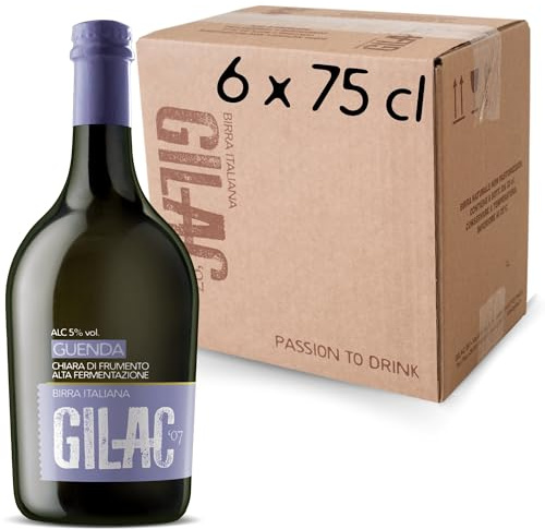 GILAC GUENDA WEISSE BEER Birra artigianale Chiara 6 Bottiglie da 75 cl, Birra Speciale Italiana Non Filtrata e Non Pastorizzata, Birre artigianali confezioni regalo - Gradazione Alcolica 5% Vol