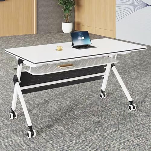 Innovz Konferenztisch Klappbarer Arbeitstisch fürs Homeoffice, Mobiler Spleiß-Konferenztisch Arbeitstisch Laptop-Schreibtisch, Seminar-Besprechungstisch mit Ablagefläche(L 160cm(63) x W 60cm(24))