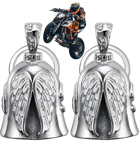 2 pcs Biker Bell Guardian Bell Motorrad Glöckchen Biker Bell Motorrad Glöckchen Guardian Bell Motorrad Biker Glocke Biker Bell Motorrad Glöckchen Geeignet für Segen Frieden Glücksbringer（Engelsflügel）