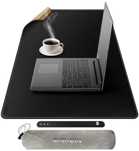 Chihein Kork & PU Leder Schreibtischunterlage für Gaming, Büro, Zuhause, 90cm x 40cm, doppelseitiger Schreibtischunterlage, wasserdichter Mauspad