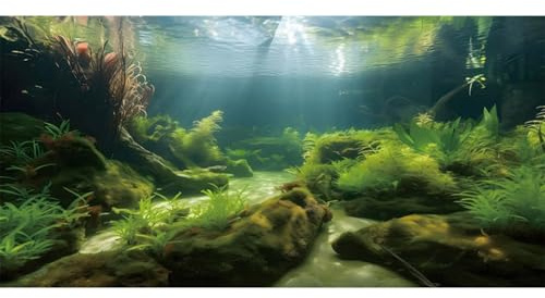 MIRRORANG 180x61cm Unterwasser Aquarium Hintergrund Seegras Wasserpflanze Hintergrund Flussbett & See Aquarium Hintergrund Vinyl Hintergrund