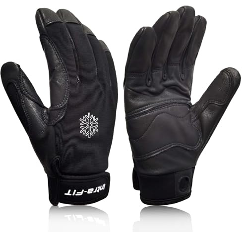 Intra-FIT Climbing Gloves Rope Gloves for Cold Weather, Leather Palm