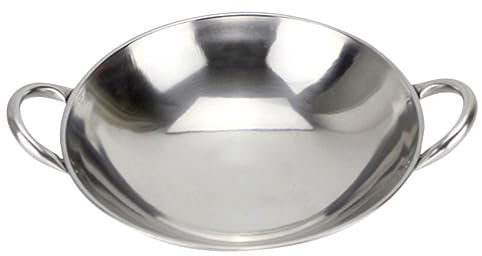 SHOWERORO Stainless Steel Round Bottom Hot Pot Flat Bottom Wok for Stir Fry Home Cooking
