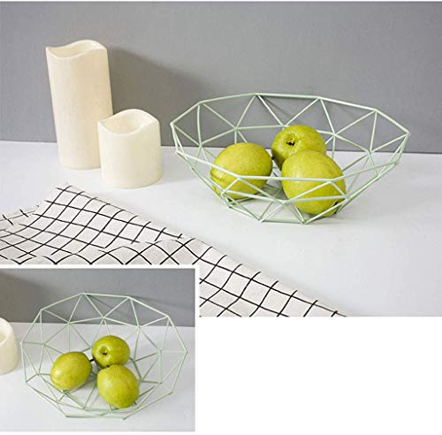 UTTDP Cesto di frutta, portafrutta, cesto di frutta Cesto portafrutta in metallo da bancone - Ciotole portafrutta nere in stile vintage - Mantiene freschi frutta e verdura(Green)