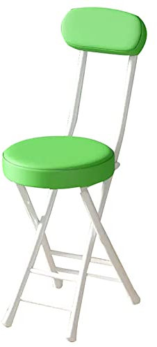 Grüner Klapphocker mit Rückenlehne, 45,7 cm, tragbar, zusammenklappbar, kurzer Barhocker, Leder, gepolsterter Sitz für Outdoor/Innenbereich, Camping, Küche, Café