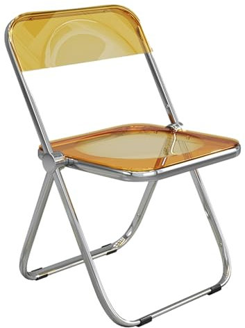 CAFIEDR Klappbarer Büro-/Esszimmerstuhl für Erwachsene, tragbarer Klappstuhl, Faltbarer Stuhl, Acrylstuhl, kristallklarer Acrylstuhl, Plastikklappstuhl, transparenter S(Teegelb)