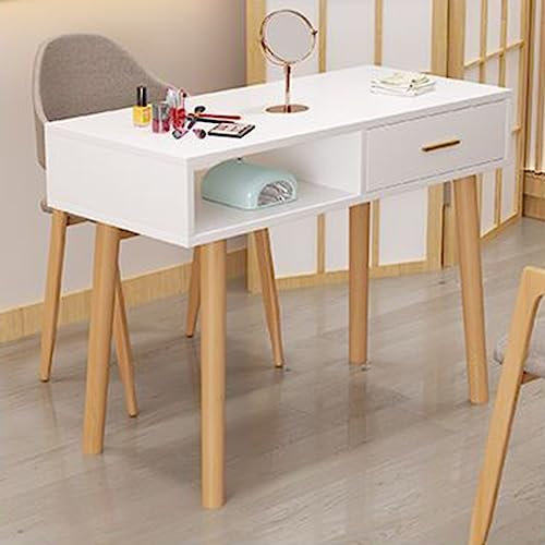 Nagelkunsttisch mit Schublade und Marmorimitat, Massivholzbeine, Werkbank für Nageltechniker, stilvoll und funktional (Stil 3, 80 x 40 x 78 cm)
