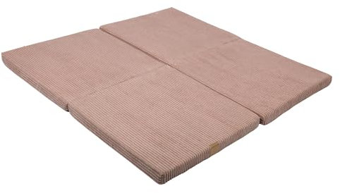 MEOWBABY Krabbelmatte Baby – 120x120cm Spielmatte Baby Faltbar – Weiche Baby Play Mat & Babymatte für sicheres Spielen – Bodenmatte Kinder, Cord, Puderrosa