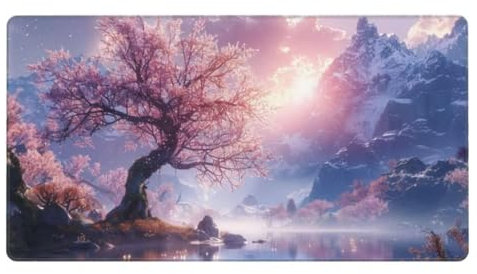 Mauspad XXL 600x300mm,Mauspad Rosa Mousepad,Kirschblüten Schreibtischunterlage Kinder,Wasserdicht Mauspad Gaming,Vernähte Kanten Desk Mat,Anti-Rutsch Mouse Pad,für Gaming,Büro,Zuhause,Geschenk ly-372