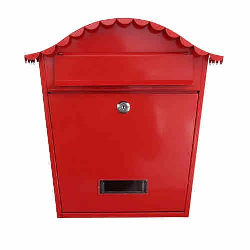 YCXJB Wandbriefkasten für Das Haus mit Schlüssel Schloss, Briefkasten Modern mit Großem Fassungsvermögen, Postkasten aus Verzinktem Stahlmetall, Briefkästen für Den Außenbereich(Red)