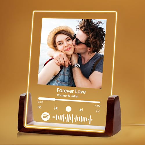 toyofmine Personalisiertes Foto-Geschenk, Spotify Song Cover | mit eigenen Foto Bild, Song Cover Glas Bild mit Acrylglas und QR Code - zu Weihnachten Geburtstag Freundin Freund Frau Männer