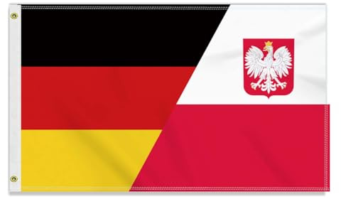 Große 90×150 CM Deutschland Polen Flagge, großes 150D Deutsch Polens Freundschafts banner,Strapazierfähige Deutschlandfahne Doube-Seitendruck Dekor Messingösen large poland