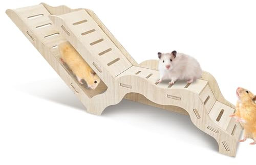 WANDGU Hamster-Kletterleiter: Hamsterhaus aus Holz, Hamster Versteck Hamster Zubehör für kleine Haustiere, Hamster, Rennmäuse, Zwergmäuse, 42x16cm