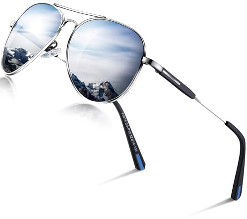 DADA-PRO Gafas de Sol para Hombre Polarizadas para Mujer Piloto de Diseño Protección UV Espejadas Negras para Conducir Senderismo Correr(Plateado/Espejado)