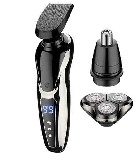 Afeitadora eléctrica para hombre, recortadora de barba recargable, maquinilla de afeitar inalámbrica lavable para uso en y húmedo, kit de aseo de carga USB para cara, bigote y patillas