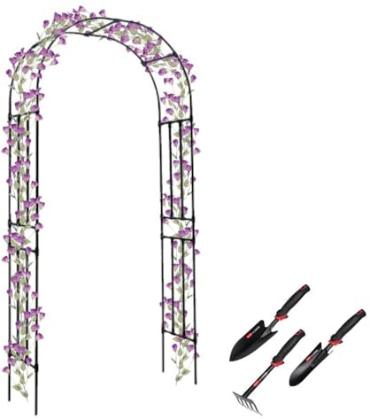 Arche De Jardin en Acier, Tuteur pour Plantes Grimpantes, Rosiers, Vignes De Glycine, Arceau À Rosiers 120cm~300cm De Large, Arche De Mariage pour Décoration De Fête(240x240cm)