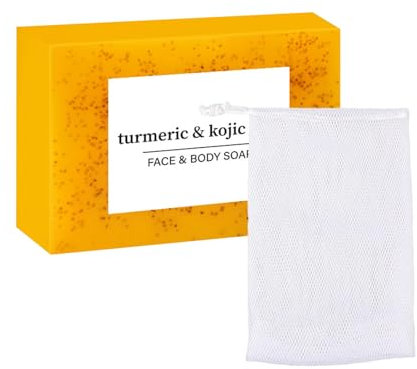 Turmeric & Kojic Seife Mit Blasenschirm, Honig-Zitronen-Kurkuma-Seife für die Tiefenreinigung von Gesicht und Körper, Sanfte Hautpflege, Kurkuma Kojisäure-Seife,Feuchtigkeitsspendend, für Frauen (1)