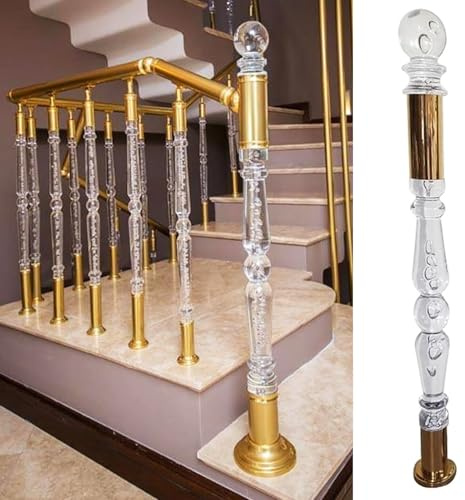Poteau de Newel en acrylique transparent avec connecteurs de broches d'escalier, balustres d'escalier transparent pour balustrade d'escalier, raccords de base en acier inoxydable