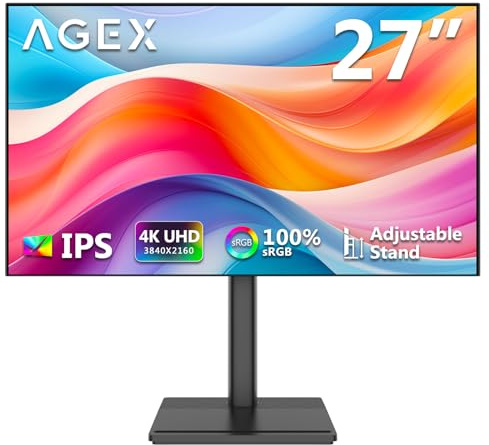 Z-Edge AGEX Ecran 4K UHD 27 Pouces 3840x2160, IPS LED, 400 CD/m², FreeSync, Moniteur Gaming, HDR10, DP & HDMI, Réglable en Hauteur, Inclinable, Pivotant, Noir