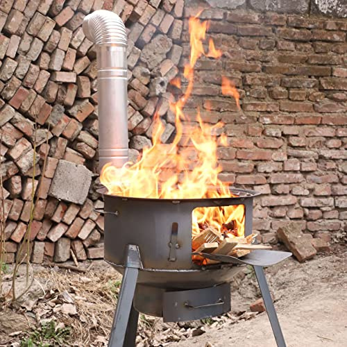 wood stove， Stainless Steel Portable Firewood Burning Camping Tent Shelter Stove W/Chimney(58cm)