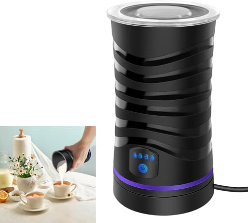 Mousseur à lait électrique 4 en 1 - Mousseur à lait automatique - Machine à chocolat chaud de 600 ml - Chauffe-lait chaud et froid - Mousse de café, lattes, cappuccinos et chocolat chaud