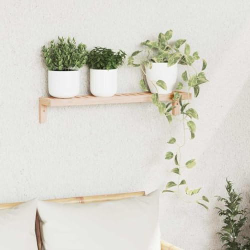 Mokuyary Estantería colgante de pared natural 62 x 10 x 12,5 cm madera maciza de nogal, estantería flotante decorativa para decoración de pared, dormitorio, cocina, oficina, salón, baño