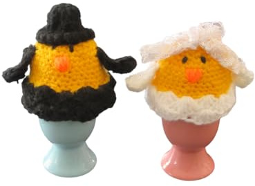 Generisch Handgefertigte Eierwärmer Küken als Brautpaar, Einzigartiges Hochzeitsgeschenk, 2er-Set