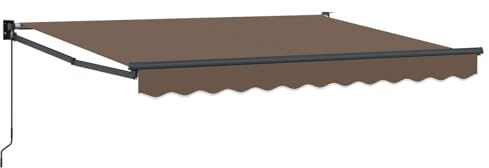 HFXHIJXQ Toldo extensible con brazo articulado 3,5 x 2,5 m en color topo, toldo manual con manivela de 165 cm para terraza, balcón y jardín, protección solar con marco de aluminio y acero