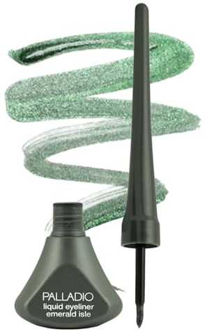 Palladio Liquid Eyeliner, Highly Pigmented and Waterproof Eyeliner, For Intense Eye Definition, Smear-proof Eyeliner Liquid, Includes Easy Grip Wand and Felt Tip Eyeliner Applicator, Emerald Isle