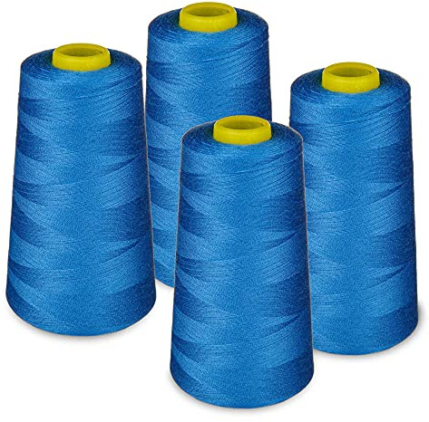 Lialina® Filo da Cucire Overlock 4 Bobine a Cono da 2700m 40S/2 100% Poliestere Colore Denim Cod. 287