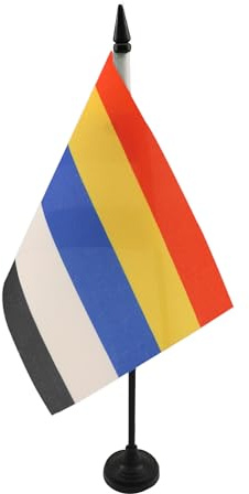 AZ FLAG Tischflagge Republik China 1912-1928 21x14 cm Kunststoffsockel | Für innen Nationalchina Tischflagge genähte Ausführung mit verstärkten Kanten mit Kunststoffstab 100D Polyester
