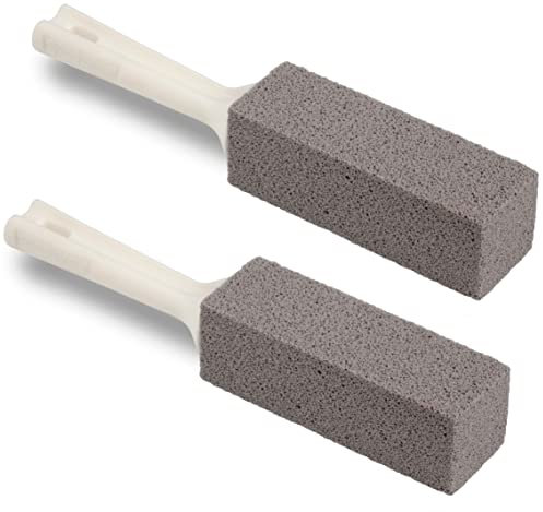 Cleaning Block WC, pietra per la pulizia del WC con manico, 1 pezzo (confezione da 2), grigio