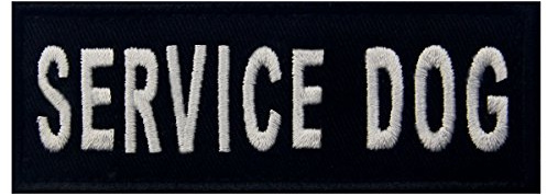 Service hundvästar/selar emblem broderad fästkrok och ögla-lapp, 10 x 3,5 cm