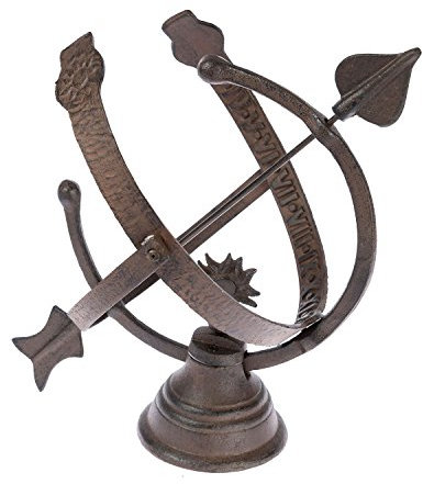 HOMESCAPES Sonnenuhr Antik – Gartendeko Gusseisen im Vintage-Look, Schattenuhr 30 cm hoch, Rost-Deko Garten, wetterfeste Sonnenuhr aus Metall für draußen