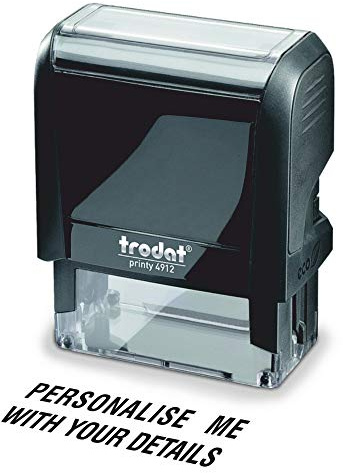Trodat Printy 4912 Custom Self-Inking Stamp – Personalised Text Stamp, Up to 4 Lines, 45 x 17 mm | Eco-Friendly, Portable & Refillable | Replacement Ink Pads Available