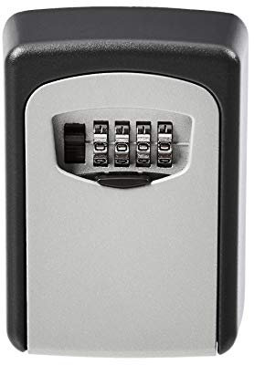 Amazon Basics Wall Mounted Key Storage Box, Combination Lock, Black, 3.5 x 8.6 x 12 cm