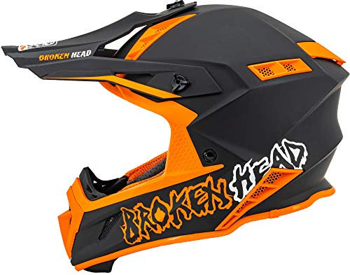 Broken Head The Hunter - Ultra Leichter Motocross-Helm & Enduro-Helm für Profis - Light Orange - Größe L (59-60 cm)