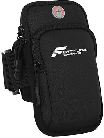 Fortitude Sports Arm Phone Holder For Running | Waterproof Phone Pouch For Jogging, Cycling, Gym | Armband Phone Holder for iPhone, Samsung Galaxy, Huawei Mobile Phones (Black)