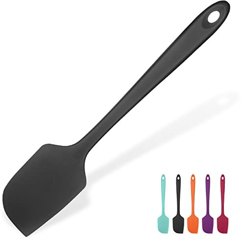 35,6cm Extra Großer Silikon Spatel: U-Taste 315℃ Hitzebeständiger Langer Flexibler Gummispatel für Schalen & Antihaft-kochgeschirr, Nahtloses Backen Teigschaber für Mischen Schaben Kochen (Schwarz)