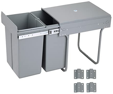 Nisorpa Pull Out Kitchen Bin 40L(2x20L), Under Sink Bins for Kitchen Cupboard 400mm, Pull Out Bin Under Counter, Waste Bins In Cupboard