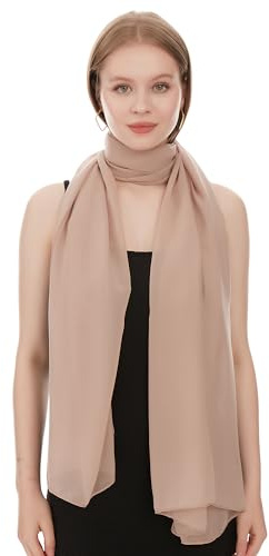 Shawl Factory Chiffon Schal Damen Sand - Seidenweich und Federleicht - Eleganter Halstuch Schal - Polyester Tuch Halstuch Damen Frühling Sommer - Pflegeleichtes Schaltuch - Damenschal Leicht (Sand)