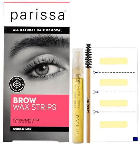 Parissa Eyebrow 32 Biodegradable Wax Strips Kit for At-Home Hair Removal with Ready-to-Use Mini Wax Strips for All Hair Types