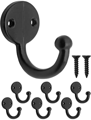 Fuxxer Lot de 6 crochets muraux classiques en fer noir vintage